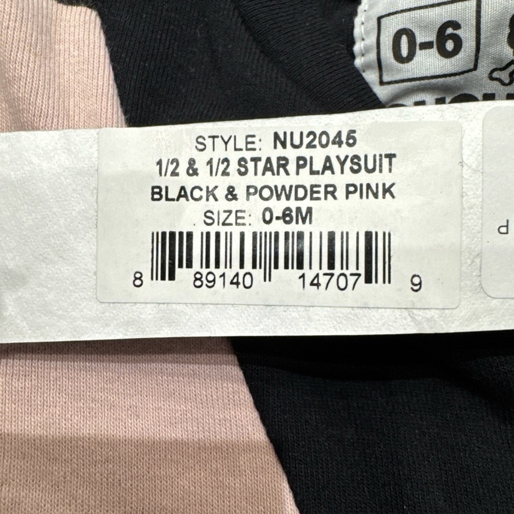 nununu  1/2 & 1/2 Pink Star One Piece Playsuit 0-6 Months NWT - Picture 2 of 4